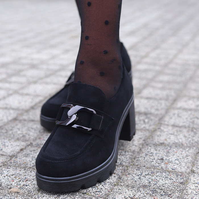 Чорні замшеві туфлі Potocki на високому каблуці