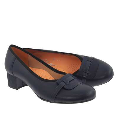 Темно-сині шкіряні туфлі з колодкою Galant