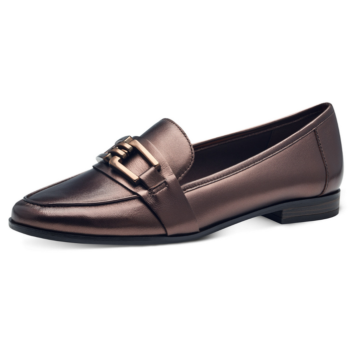 Eleganckie mokasyny damskie skórzane z klamerką Marco Tozzi