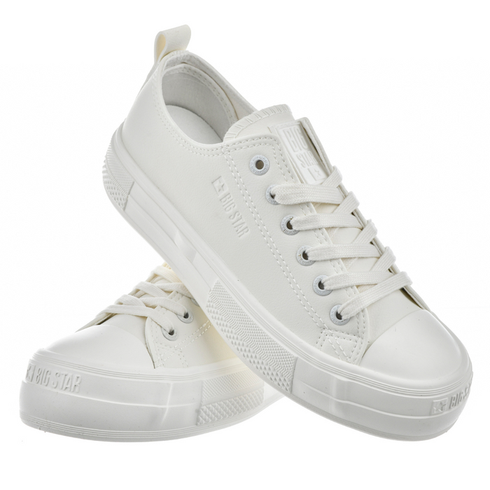 Білі жіночі кросівки на шнурівці на потовщеній підошві Big Star