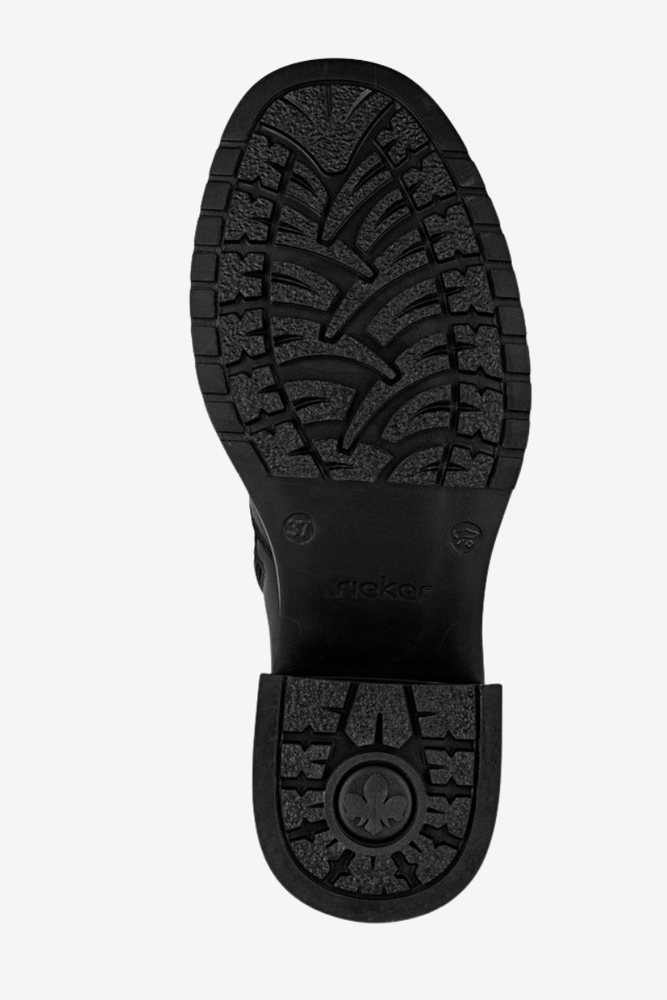 Чорні шкіряні чоботи вище коліна на блискавці Rieker