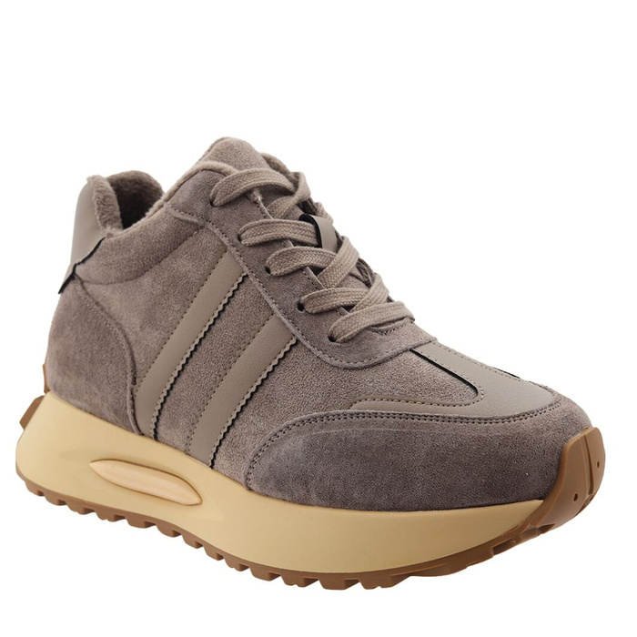 Зимові шкіряні кросівки на шнурівці на платформі