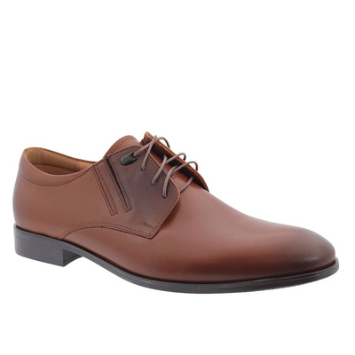 Чоловічі парадні шкіряні туфлі на шнурівці коричневого кольору