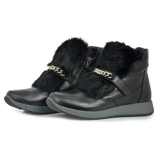 Sneakersy VENEZIA czarne ze sztucznym futerkiem 064792019K