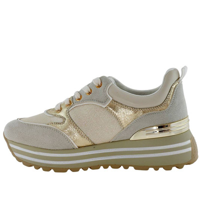 Sneakersy damskie zamszowe w złotym kolorze Potocki