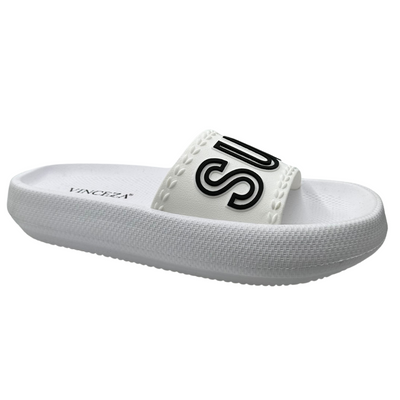 Klapki damskie na grubszej podeszwie białe VInceza