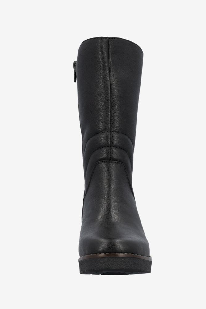 Чорні шкіряні чоботи на танкетці Rieker Y4653-00