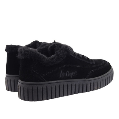 Жіночі шкіряні зимові кросівки чорного кольору Lee Cooper