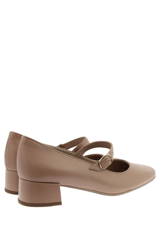 Beżowe skórzane czółenka na klocku