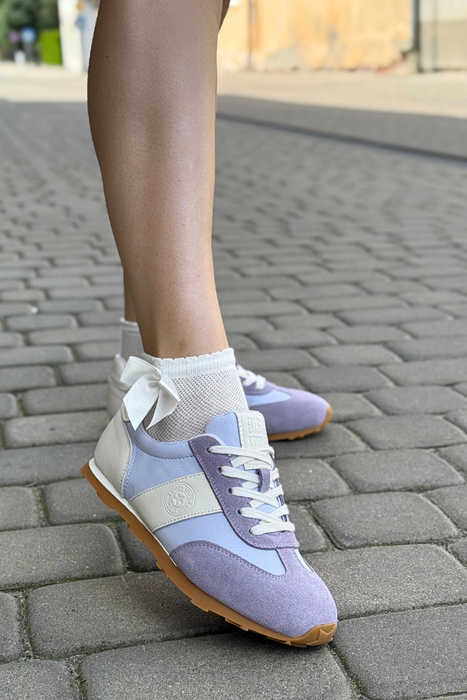 Fioletowe sneakersy damskie skórzane zamszowe płaskie Big Star