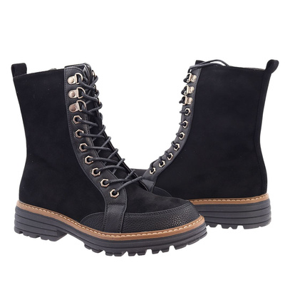 Czarne trzewiki ocieplane wysokie M. Daszyński