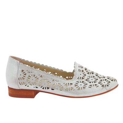 Baleriny skórzane srebrne Clasicco by Eska