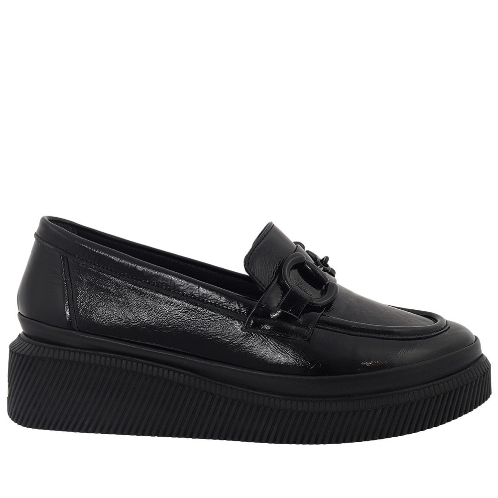 Sneakersy damskie lakierowane czarne Ravini