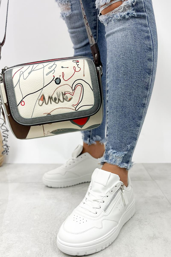 Buty sportowe damskie białe sznurowane na platformie