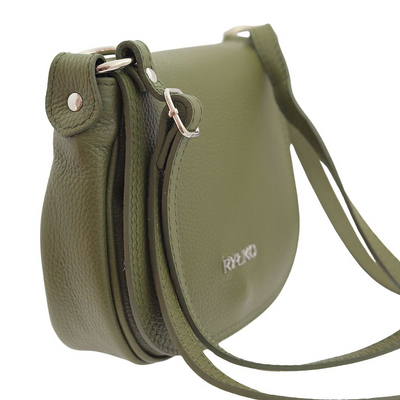 Mała listonoszka damska w kolorze oliwkowym z klapą Ryłko