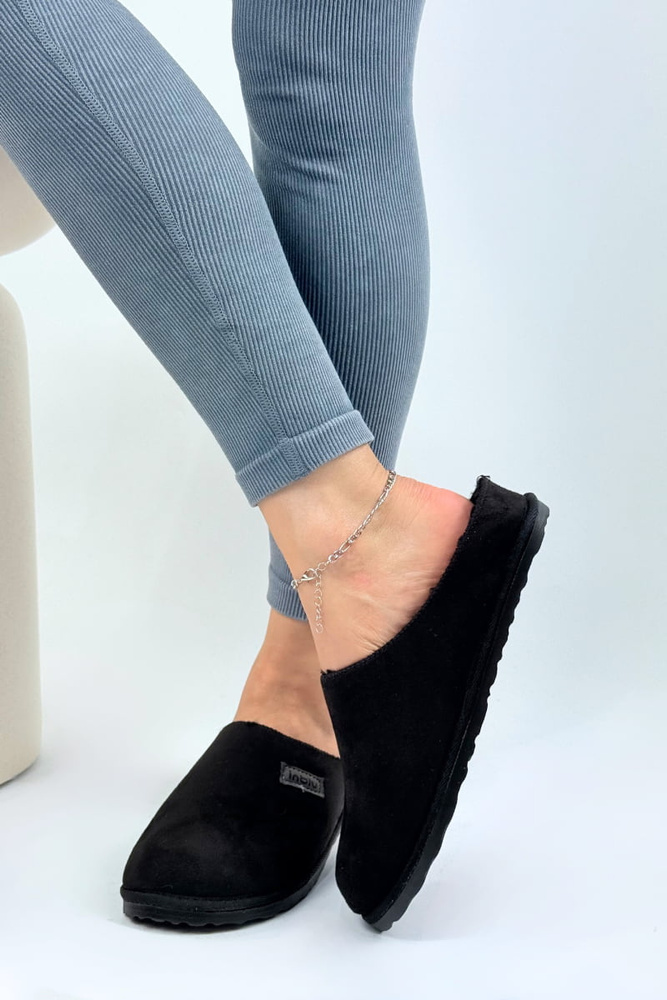 Жіночі темно-сині сліпони з гумовою вставкою