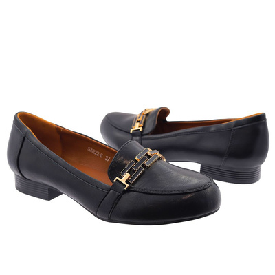 Жіночі чорні мокасини на пряжці, сліпони