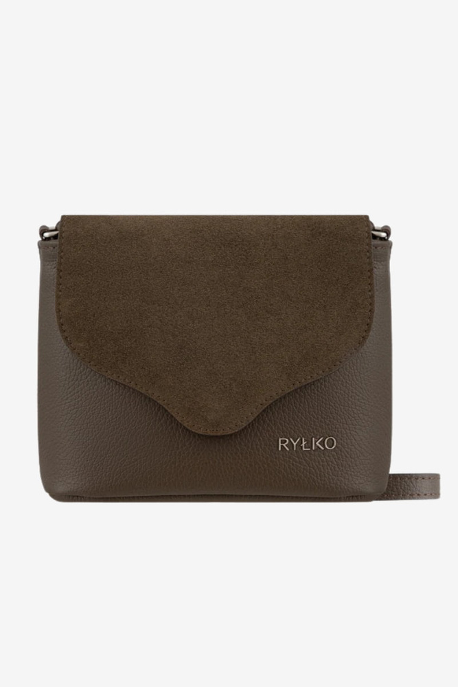 Жіноча бежева шкіряна сумочка з клапаном Ryłko