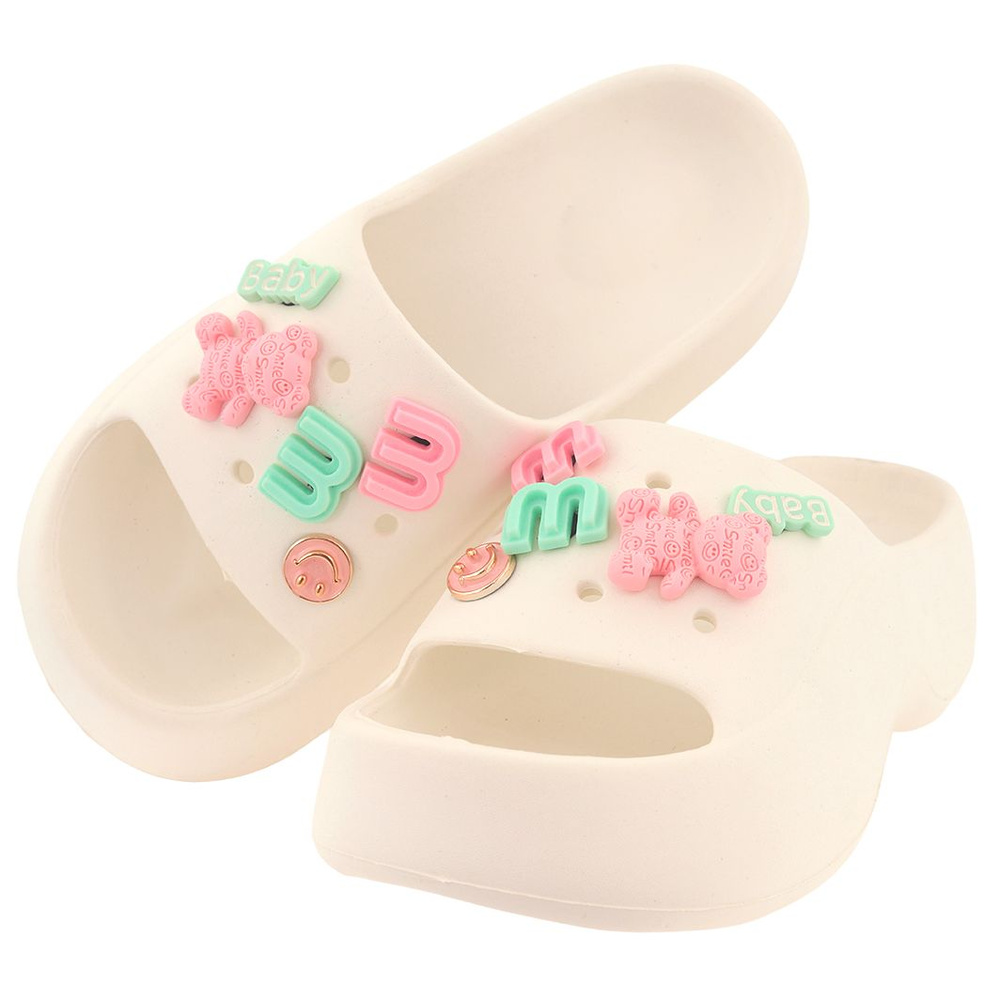 Klapki damskie literki białe