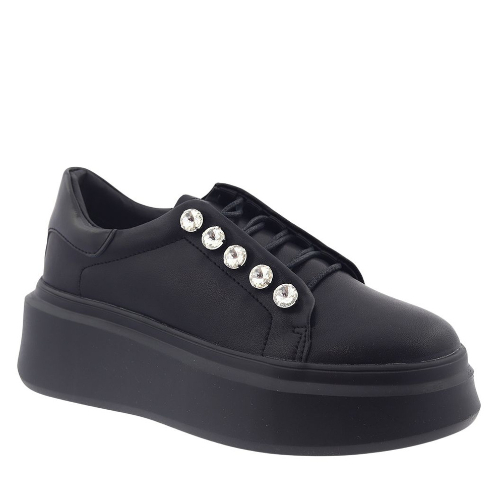 Czarne sneakersy skórzane na platformie D&A