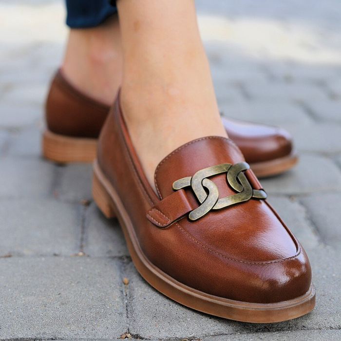 Коричневі мокасини сліпони з декором зверху