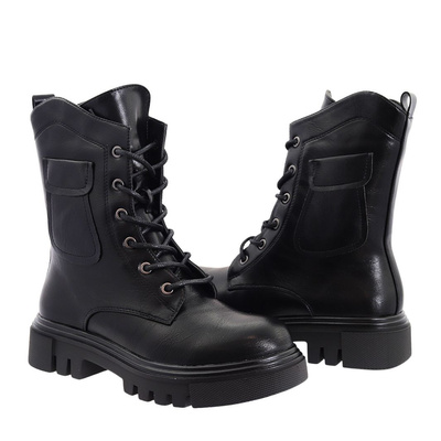 Trapery damskie sznurowane czarne M. Daszyński