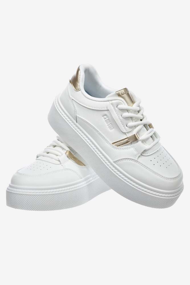 Modne sneakersy z ekoskóry białe na masywnej platformie Big Star