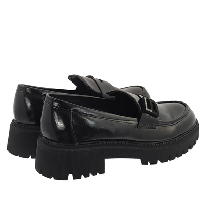 Półbuty czarne lakierowane na platformie T. Sokolski