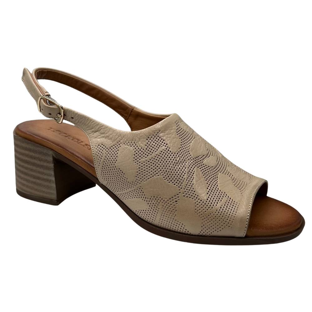 Skórzane sandały beżowe na klocku T. Sokolski