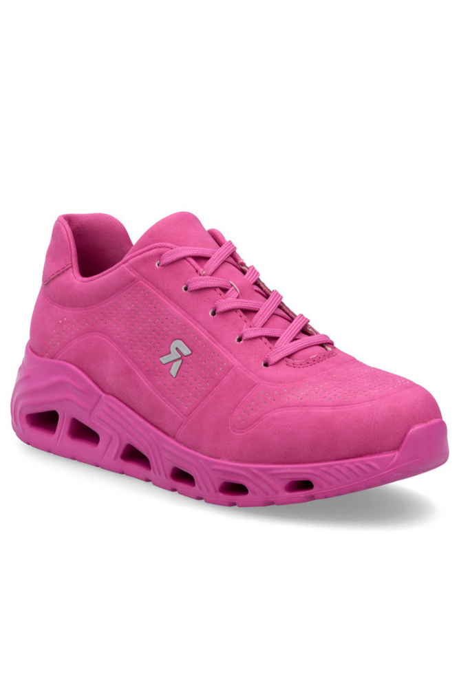 Кросівки кольору фуксії на шнурівці з екошкіри Rieker