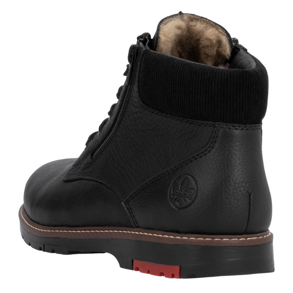 Trzewiki skórzane męskie ocieplane czarne Rieker