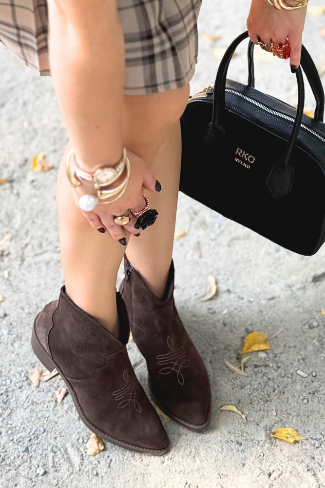 Botki kowbojki skórzane na obcasie Ryłko 