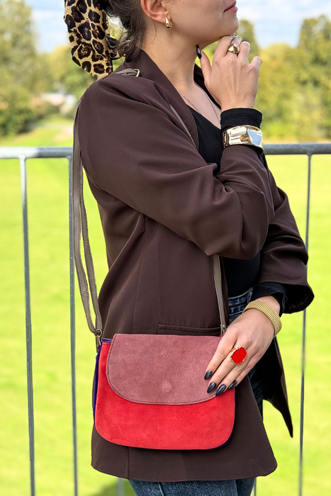 Torebka skórzana zamszowa dwustronna multicolor