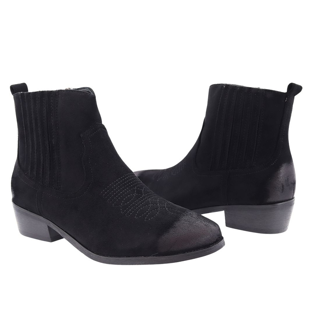 Чорні замшеві ковбойські чоботи з утеплювачем 