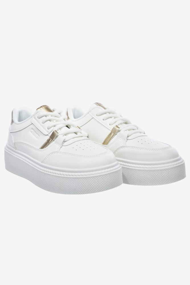 Modne sneakersy z ekoskóry białe na masywnej platformie Big Star