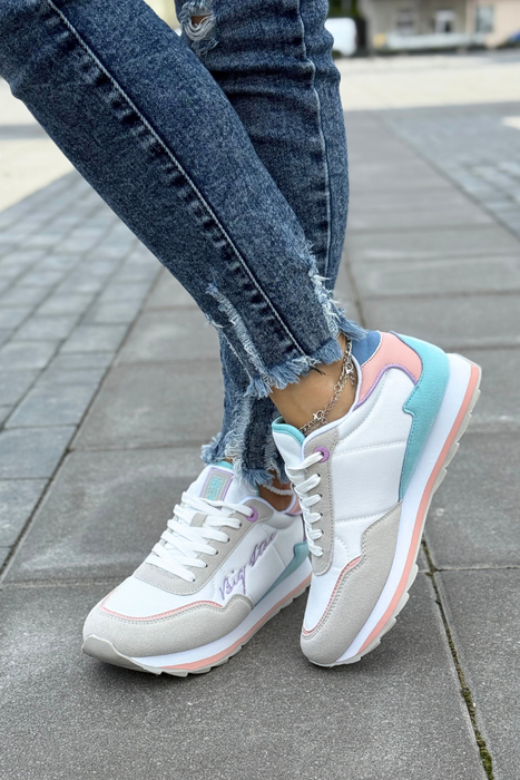 Wielobarwne lekkie sneakersy sznurowane ekoskóry Big Star