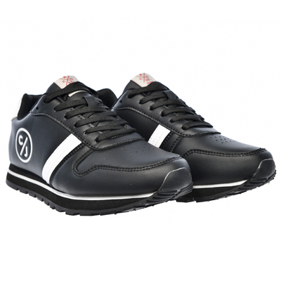 Чорні жіночі кросівки на шнурівці з екошкіри