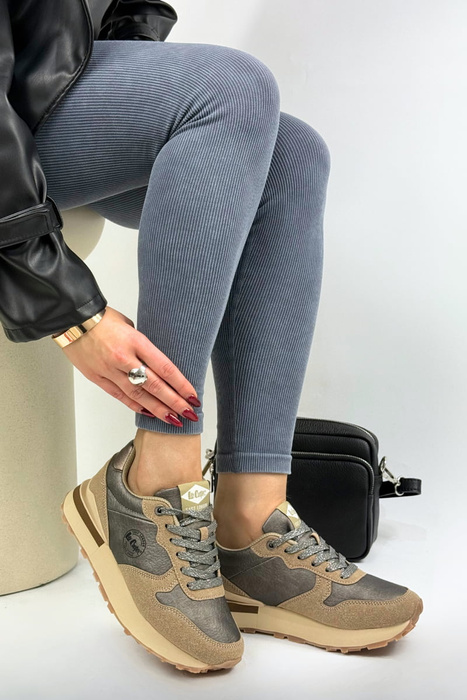 Sneakersy damskie zamszowe płaskie taupe