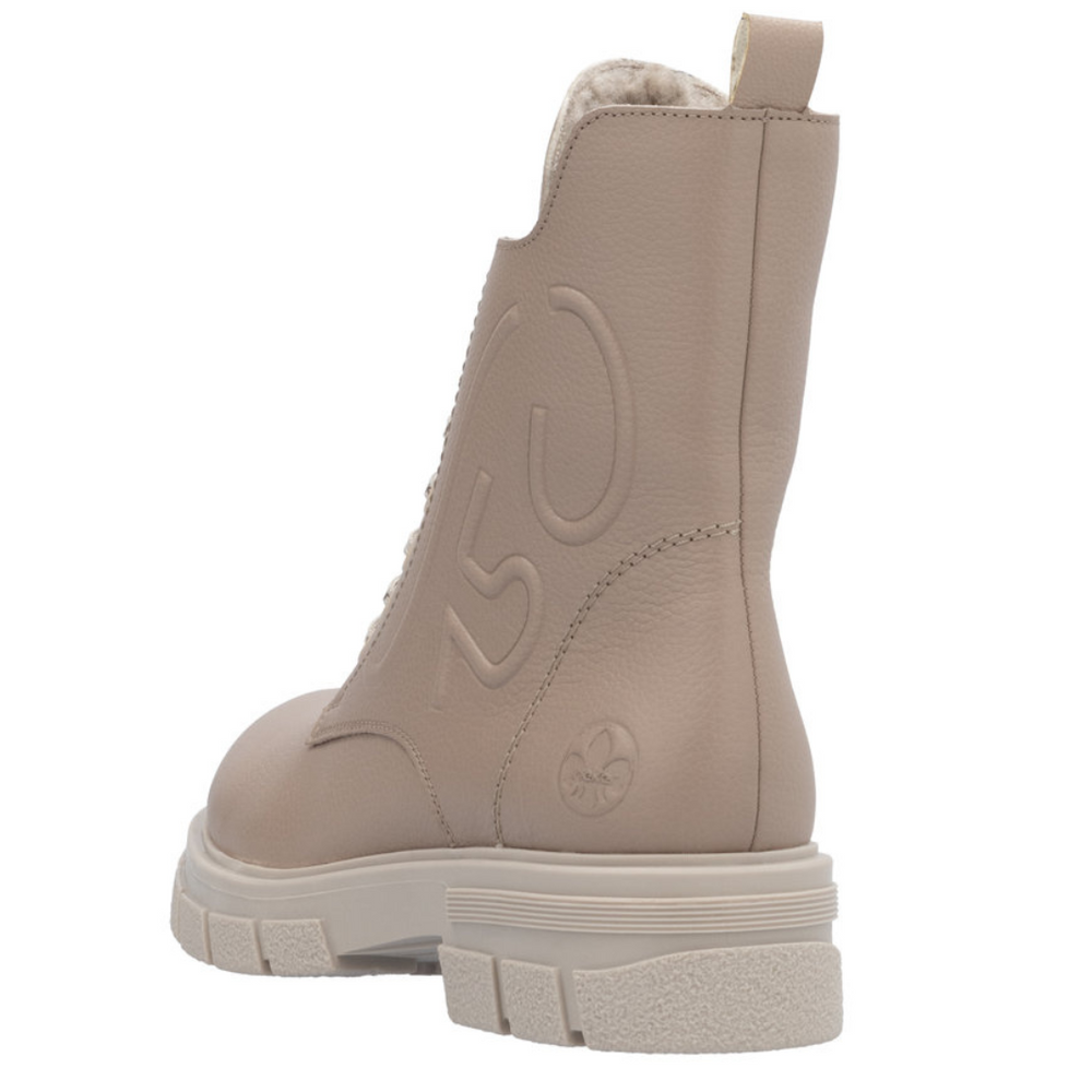 Чоботи шкіряні бежеві, утеплені овчиною, на шнурівці на блискавці