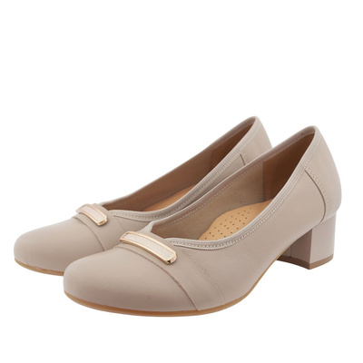 Бежеві шкіряні туфлі на високих підборах Galant