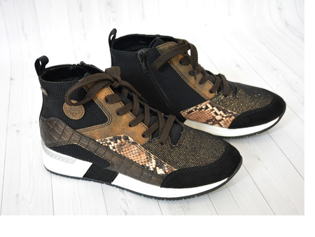 Sneakersy RIEKER N7610-00 brązowo-czarne