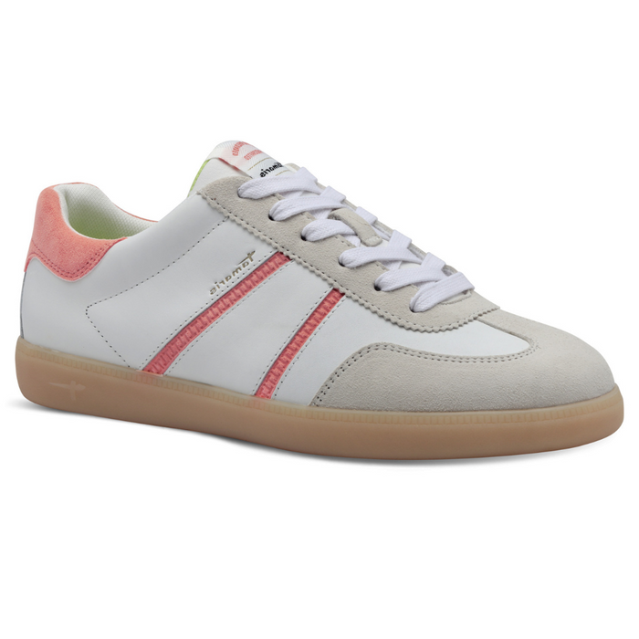 Damskie trampki skórzane białe sznurowane Tamaris