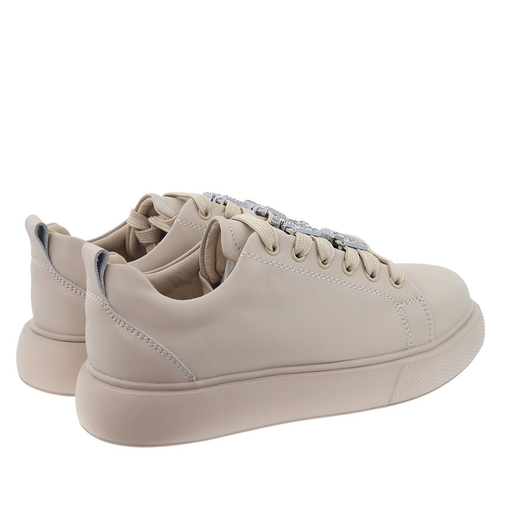 Sneakersy skórzane beżowe na platformie Vinceza