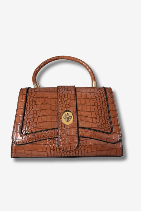 Damska torebka lakierowana do ręki i na ramię brązowa