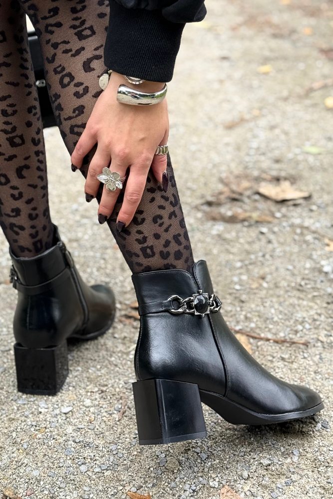 Черевики Potocki чорні на декоративному каблуці