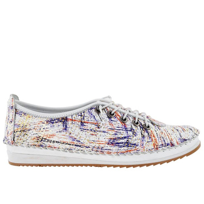 Modne półbuty damskie skórzane z kolorową cholewką Artiker 