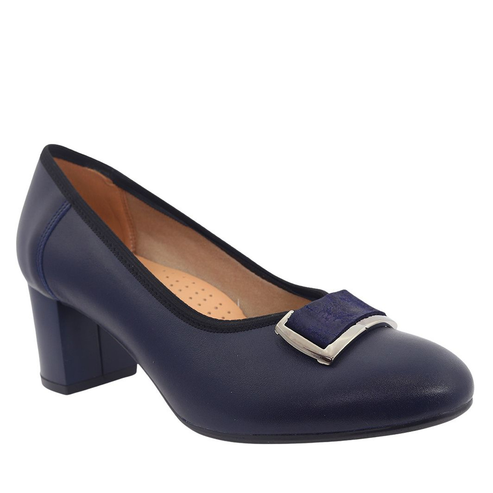 Темно-сині шкіряні туфлі Galant з пряжкою на колодці
