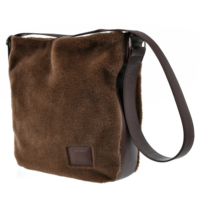 Modna brązowa futrzana shopperka Big Star