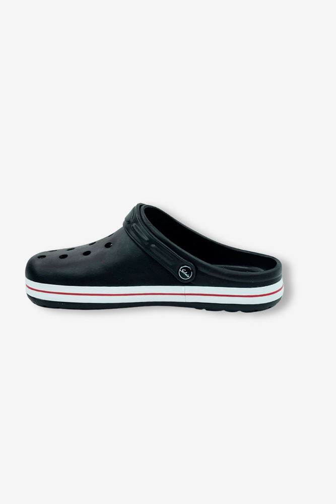 Crocsy męskie czarne z tworzywa z płaską podeszwą