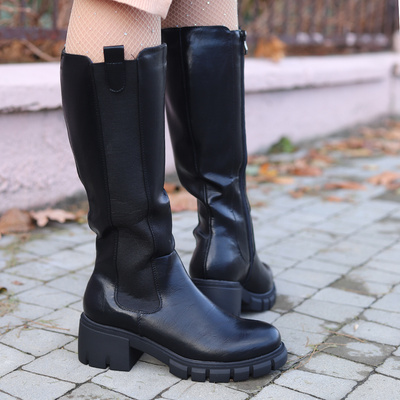 Kozaki czarne z elastyczną gumką M. Daszyński